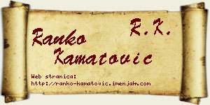 Ranko Kamatović vizit kartica